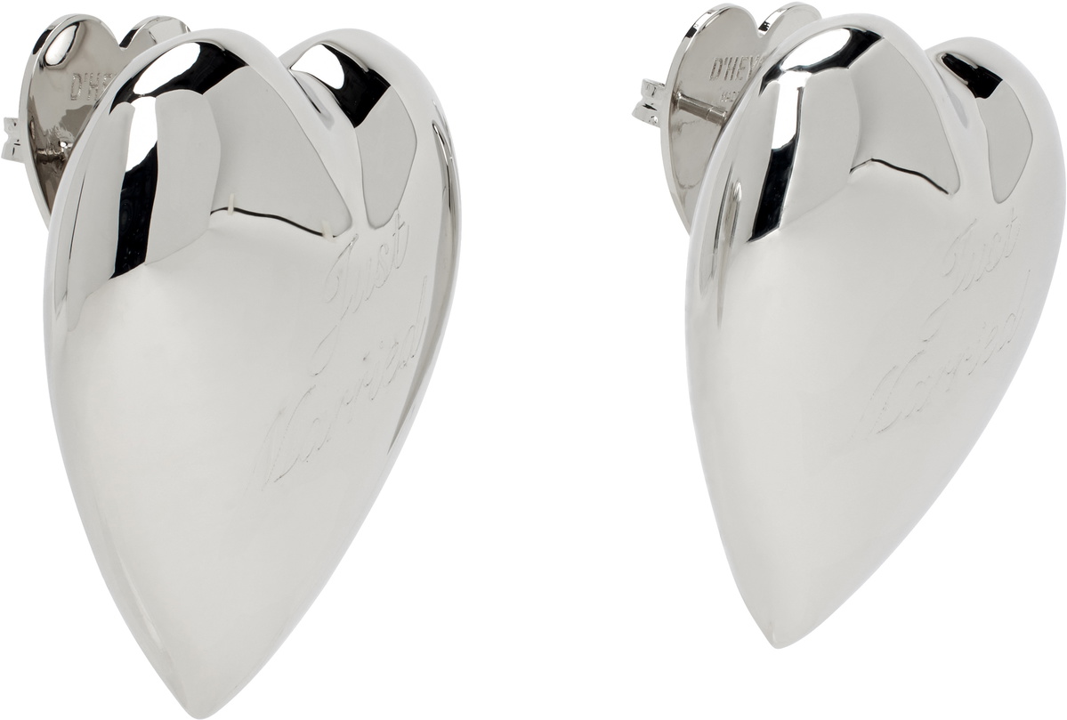 D'heygere SSENSE Exclusive Bridal Capsule 'Just Married' Heart Earrings