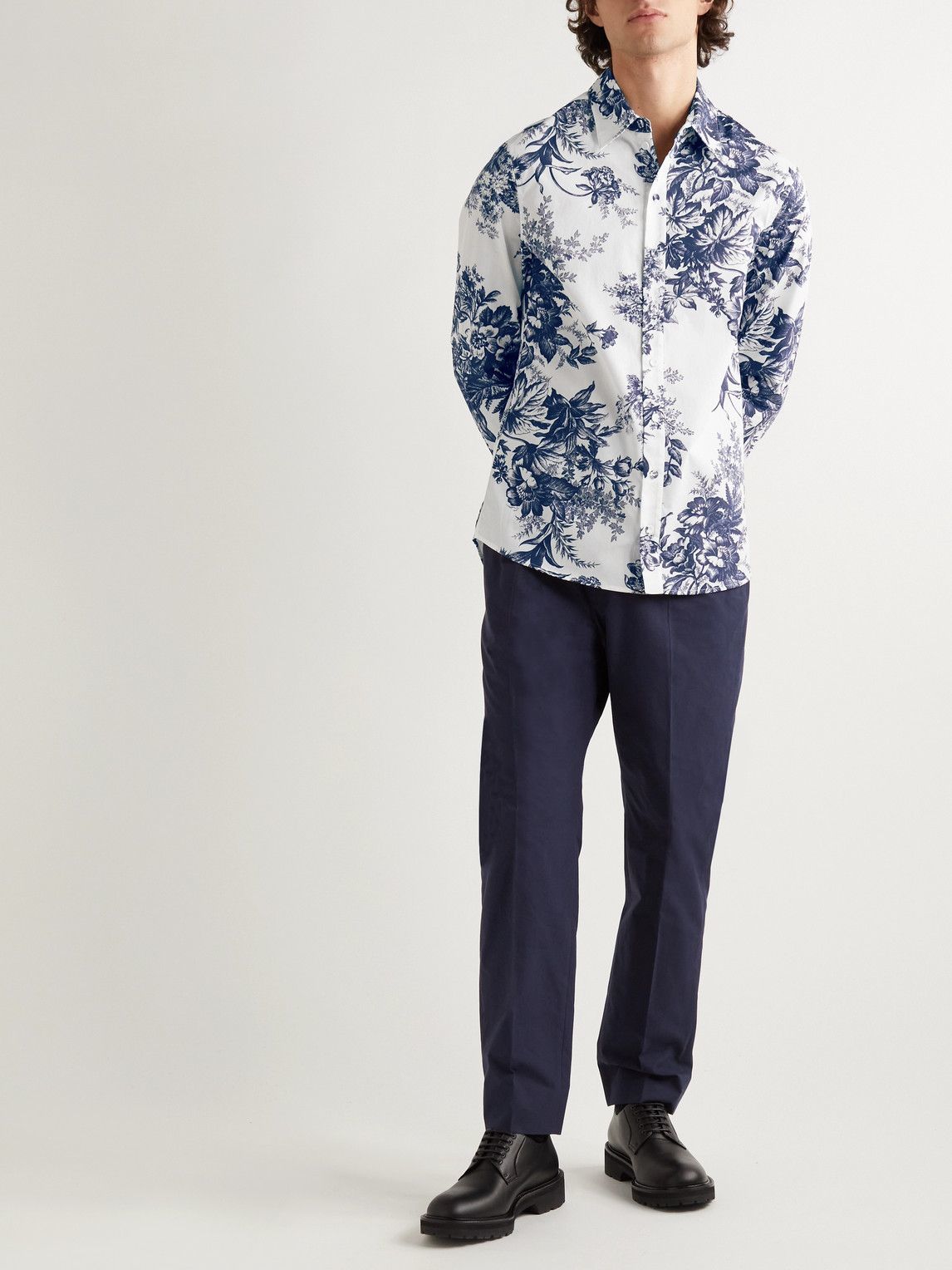 ERDEM Serge Floral-Print Cotton-Poplin Shirt White Erdem