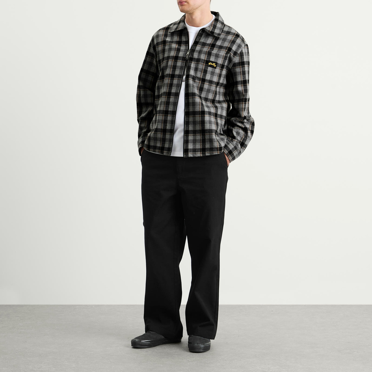 Stan Ray Men's Zip Shirt in Charcoal Plaid