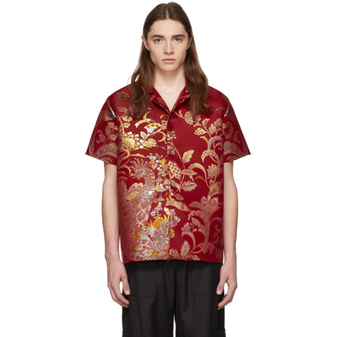 Photo: Maison Margiela Red Jacquard Artisanal Kimono Shirt