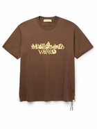 Mastermind World - Metallic Logo-Print Cotton-Jersey T-Shirt - Brown