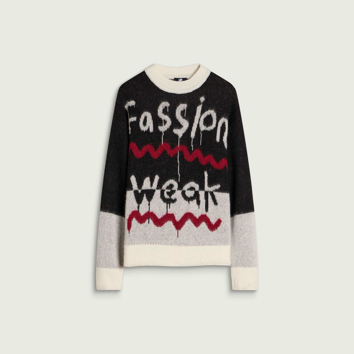 Navinder Nangla Fassion Weak Mohair Jumper in Black/White/Red