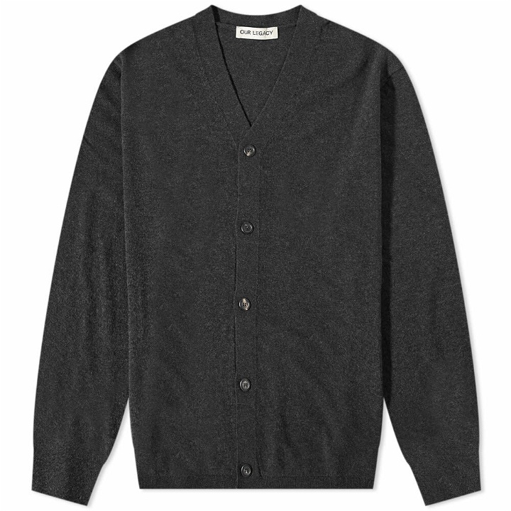 Photo: Our Legacy Men's Merino Knitted Cardigan in Anthracite Melange