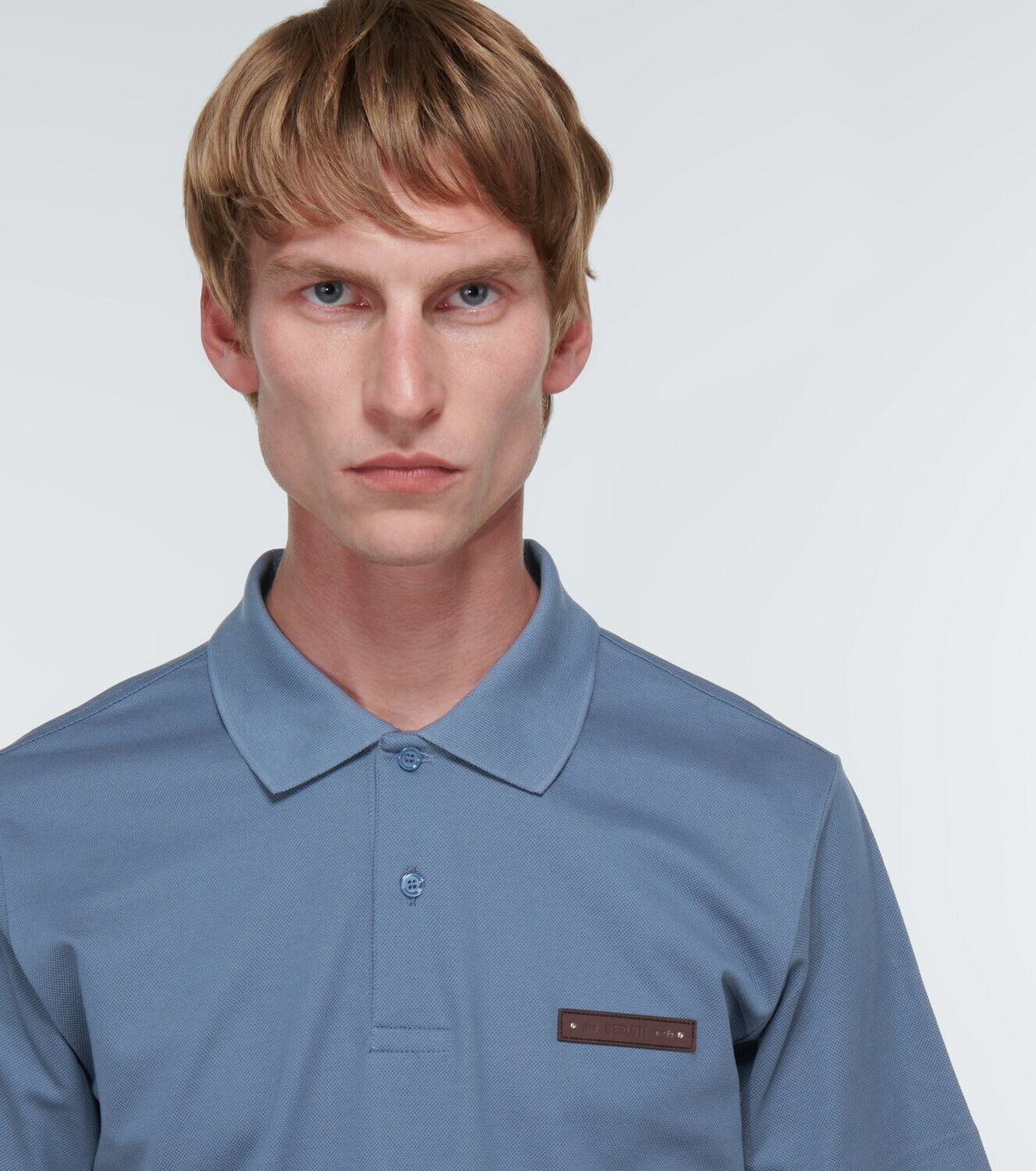 Berluti Leather-detail cotton piqué polo shirt