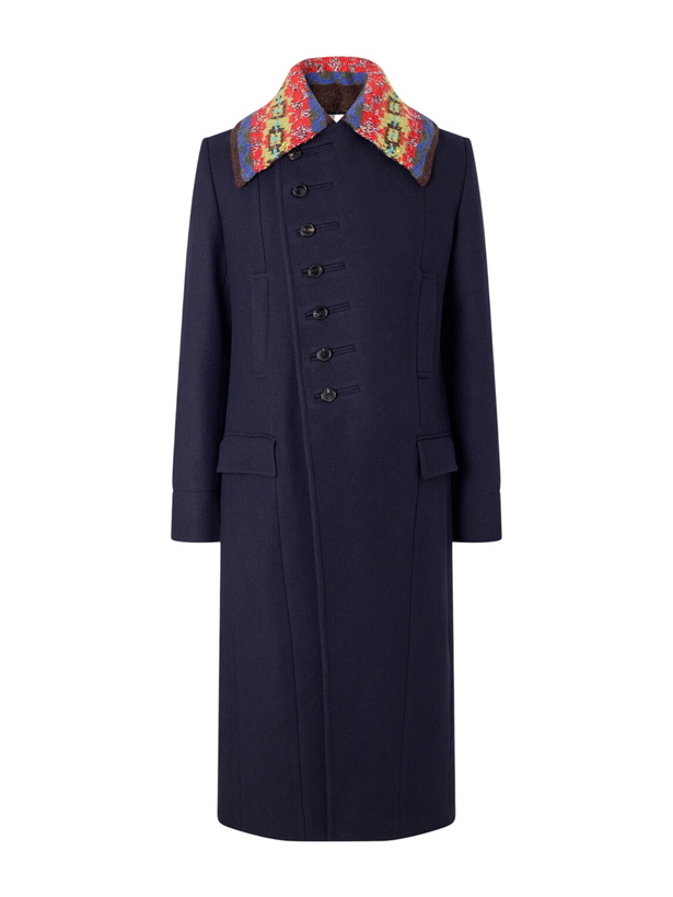 Photo: Dries Van Noten - Double-Breasted Wool-Blend Twill Coat - Blue