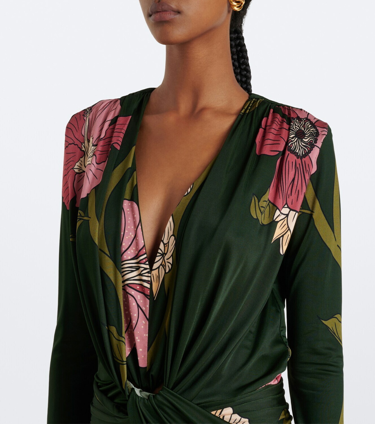 Johanna Ortiz Draped printed jersey midi dress