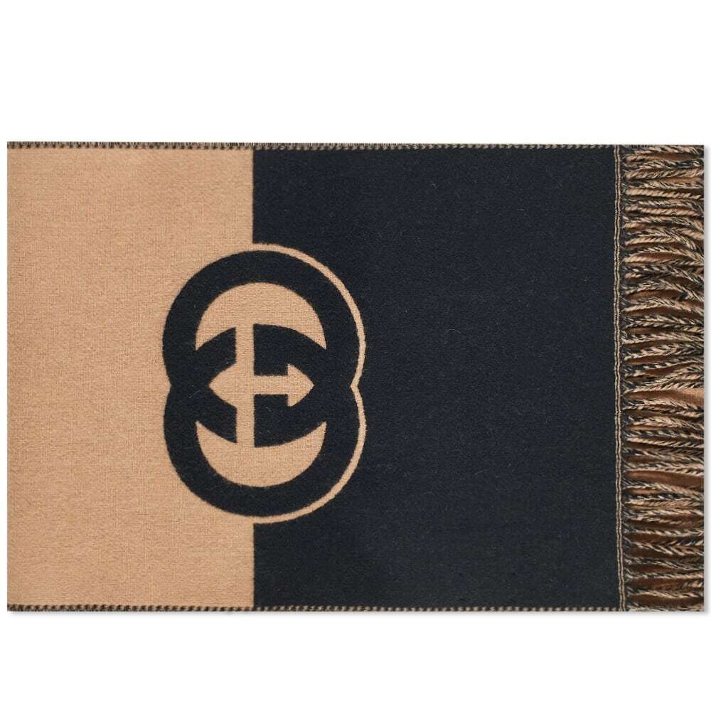 Gucci Men's Interlock GG Logo Scarf in Black Gucci