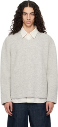 Lady White Co. Gray V-Neck Snap Sweater