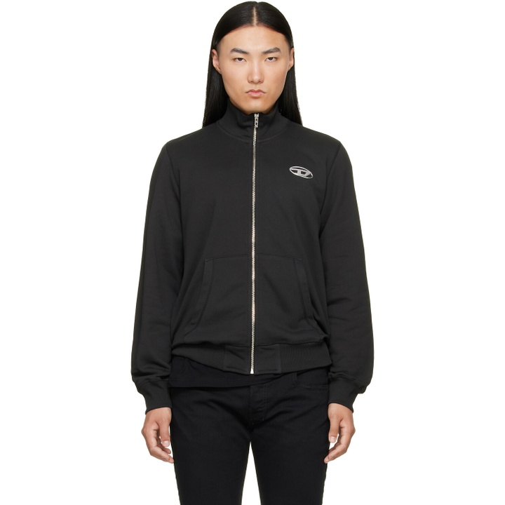 Photo: Diesel Black Mock Neck Metallic Oval D Track Jacket