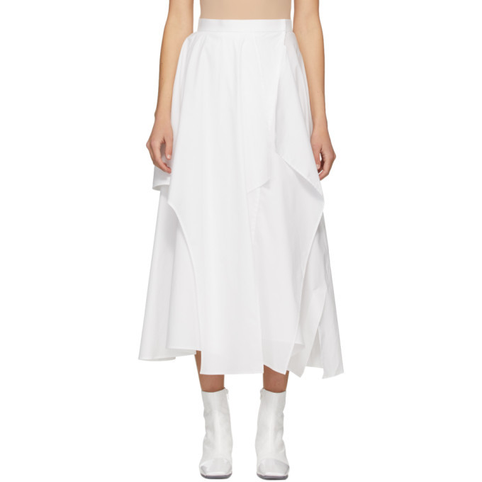 Enfold White Broad Random Hem Skirt Enfold