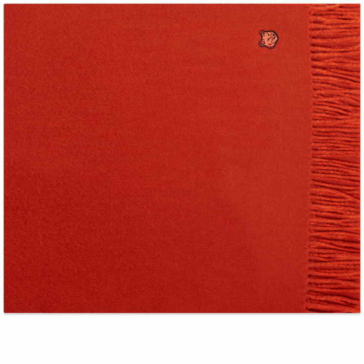 Photo: Maison Kitsuné Men's Fox Head Patch Wool Scarf in Burnt Red/Rust