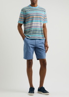 PS Paul Smith Zebra-embroidered Stretch-cotton Chinos Blue