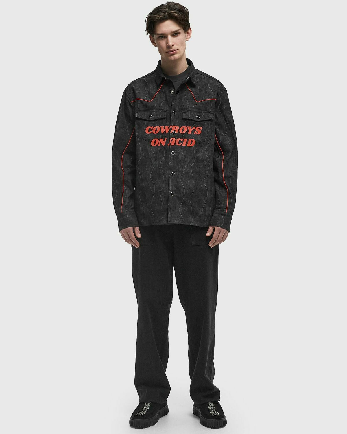 Pleasures ACID COWBOY DENIM SHIRT Black Mens Overshirts/Shortsleefe