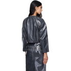 Diesel Gray Patent-Leather Cocoon Sleeve Jacket