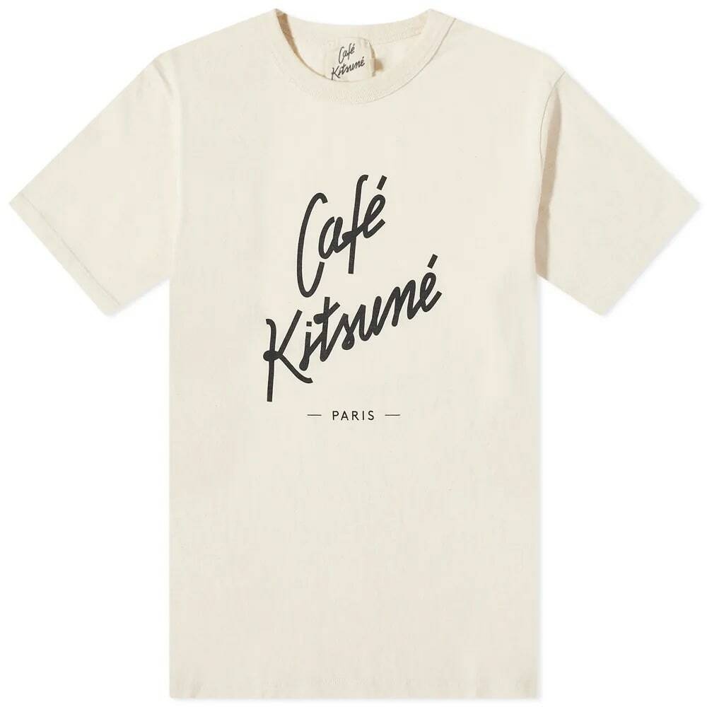 Photo: Maison Kitsuné Cafe Kitsuné T-Shirt in Latte