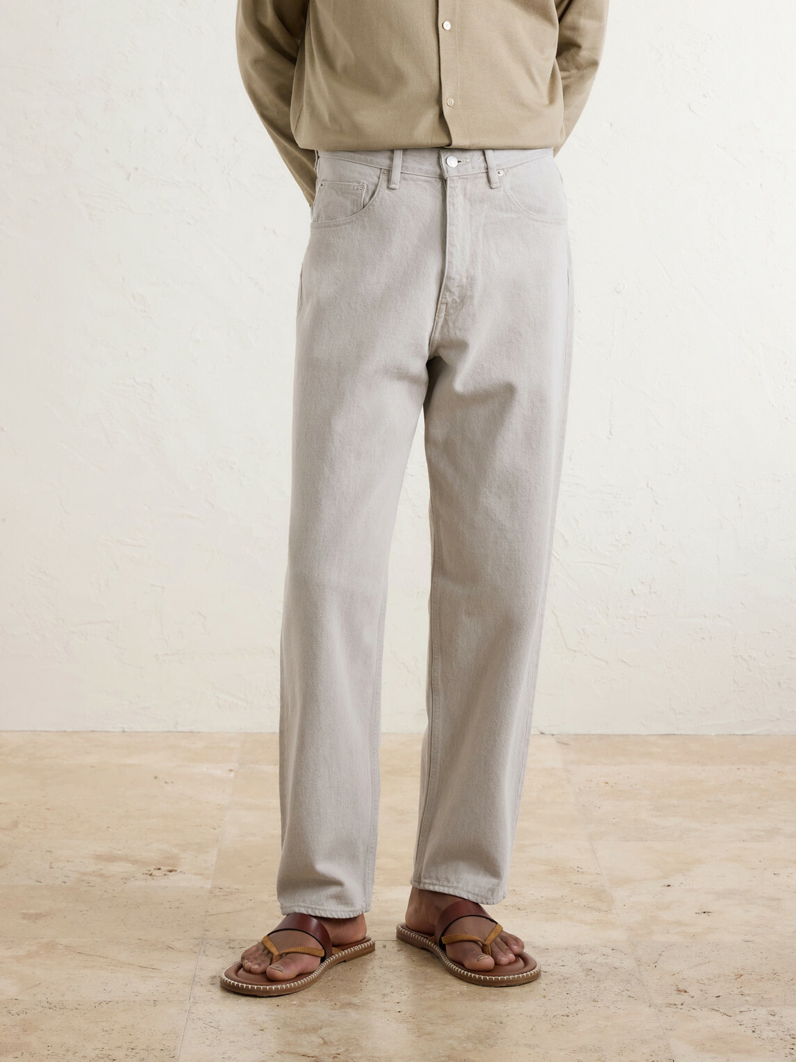 Auralee - Wide-Leg Twist Brown Cotton Jeans - Gray