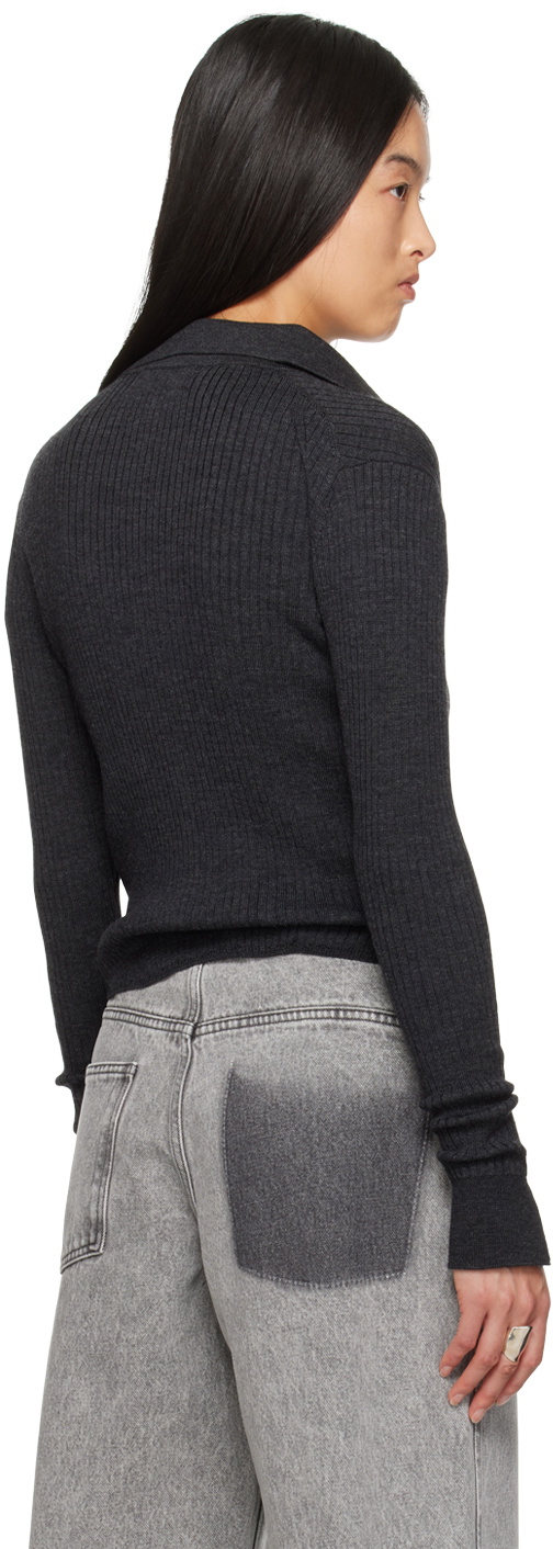 mfpen Gray Knitted Collar Cardigan