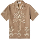 Nanushka Men's Bodil Graphic Vacation Shirt in Fossil Brown