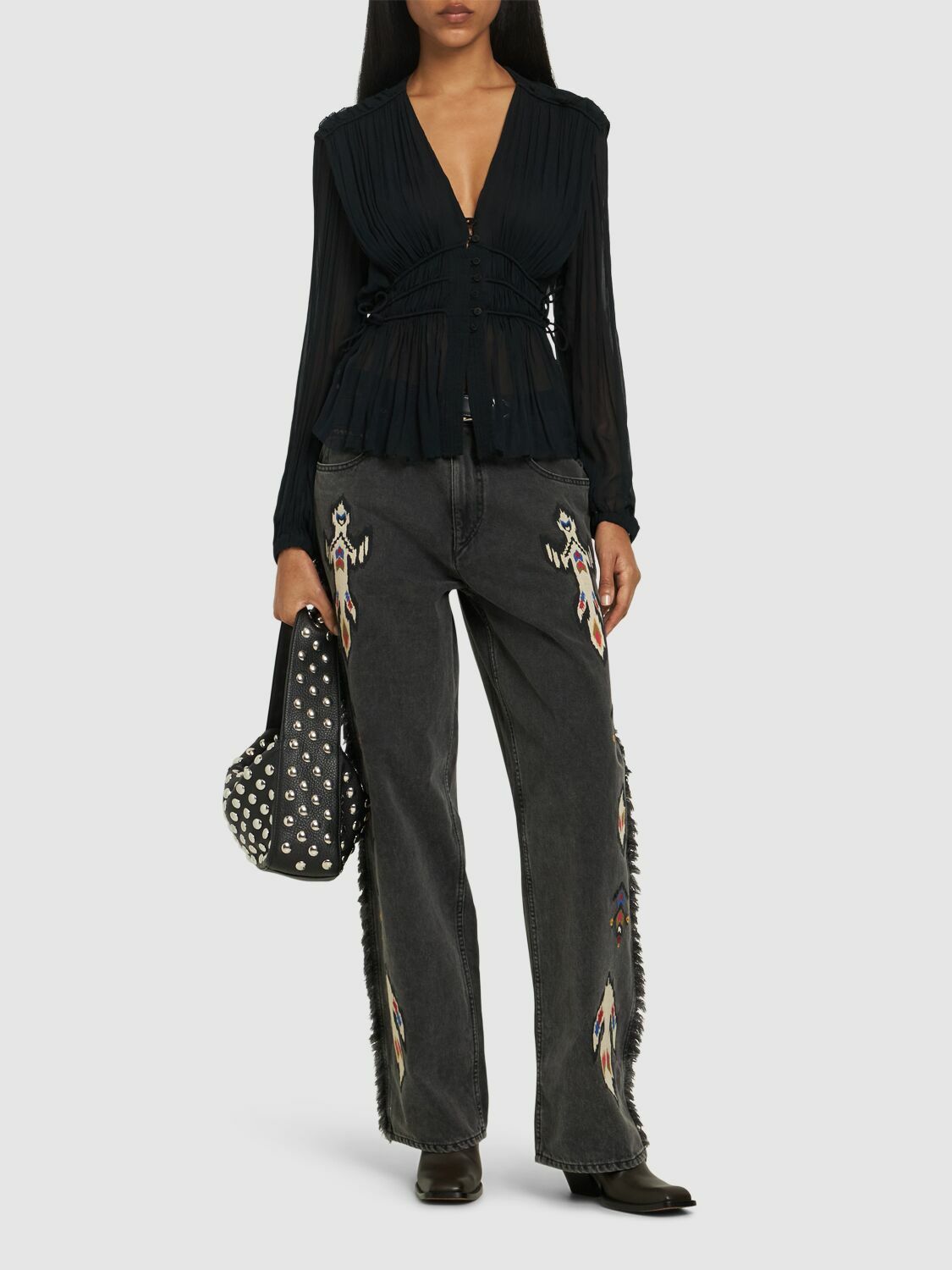 MARANT ETOILE Axeline Wavy Viscose Chiffon Shirt Isabel