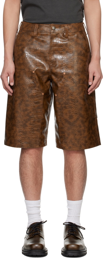Photo: Andersson Bell Brown Double Knee Faux-Leather Shorts