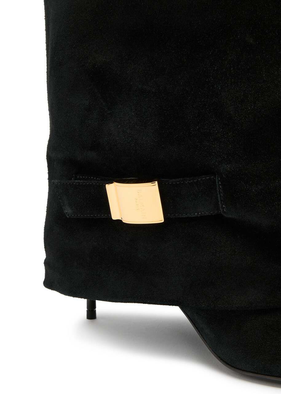 Balmain Uma 95 Suede Knee-high Boots Black