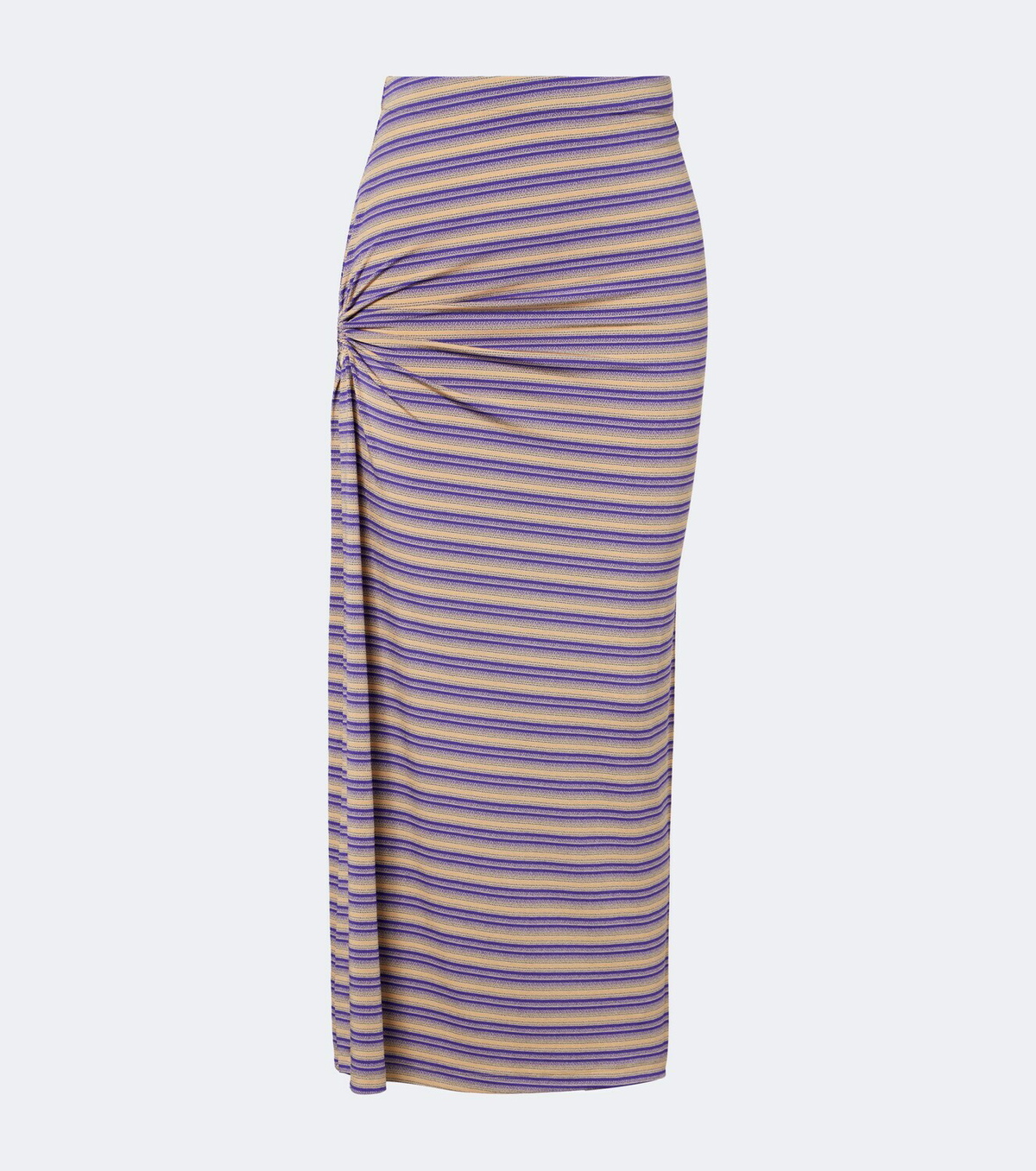 Rabanne Cutout gathered striped crêpe midi skirt