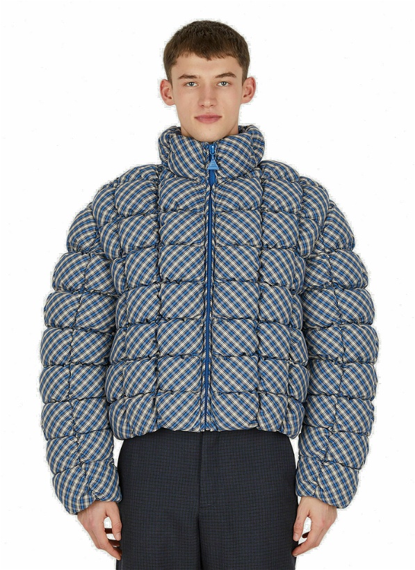 Photo: Plaid Puffer Jacket in Blue