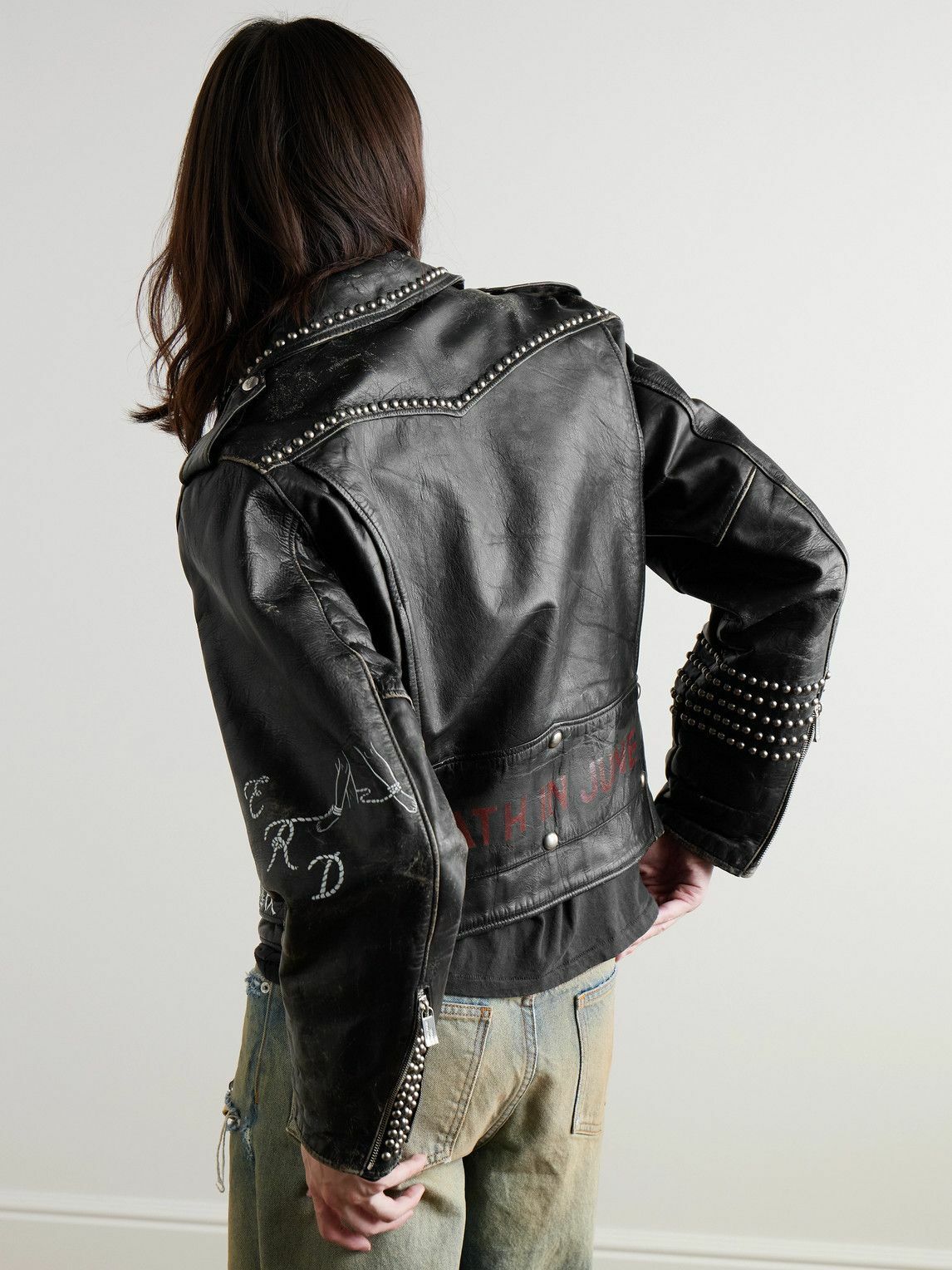 Enfants Riches Déprimés - Studded Printed Distressed Leather