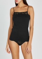 Hanro Moments Lace-trimmed Cotton top Black