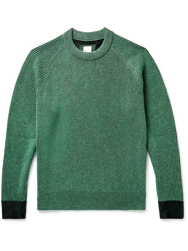 Photo: Paul Smith - Ribbed Wool and Cotton-Blend Sweater - Green