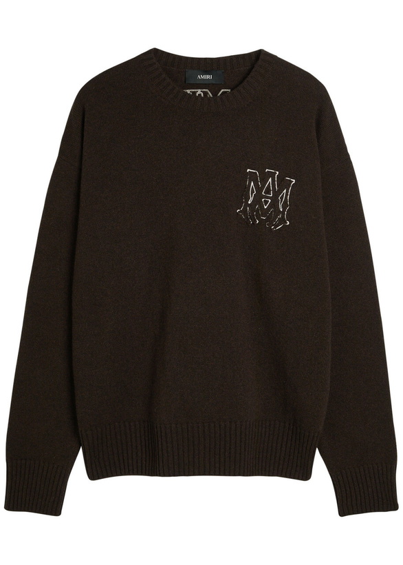 Photo: Amiri MA Logo-appliquéd Wool Jumper Dark Brown