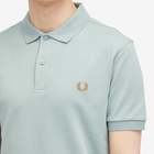 Fred Perry Men's Plain Polo Shirt in Silver Blue/Dark Caramel