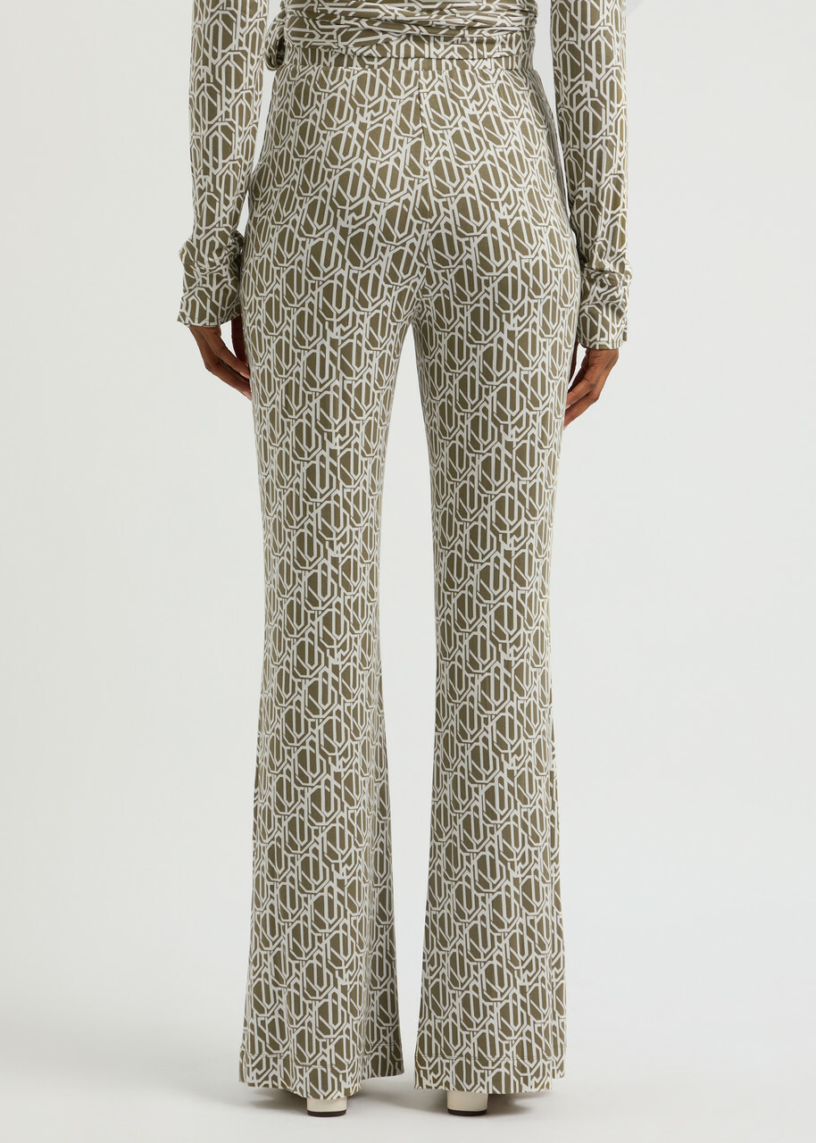 Diane Von Furstenberg Brooklyn Printed Jersey Trousers Khaki