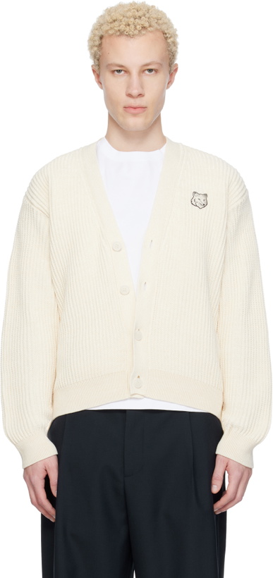 Photo: Maison Kitsuné Off-White Fox Head Cotton Ribbed Cardigan