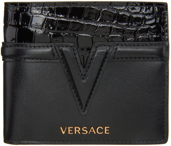 Photo: Versace Black Croc V Logo Wallet