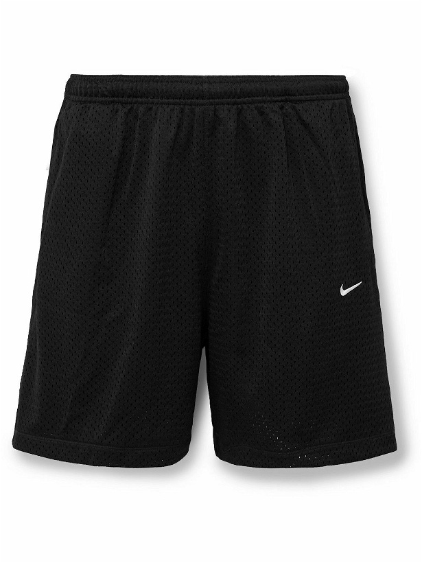Photo: Nike - Solo Swoosh Straight-Leg Logo-Embroidered Mesh Shorts - Black