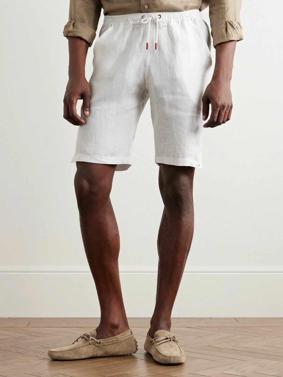 Kiton - Slim-Fit Linen Drawstring Shorts - White