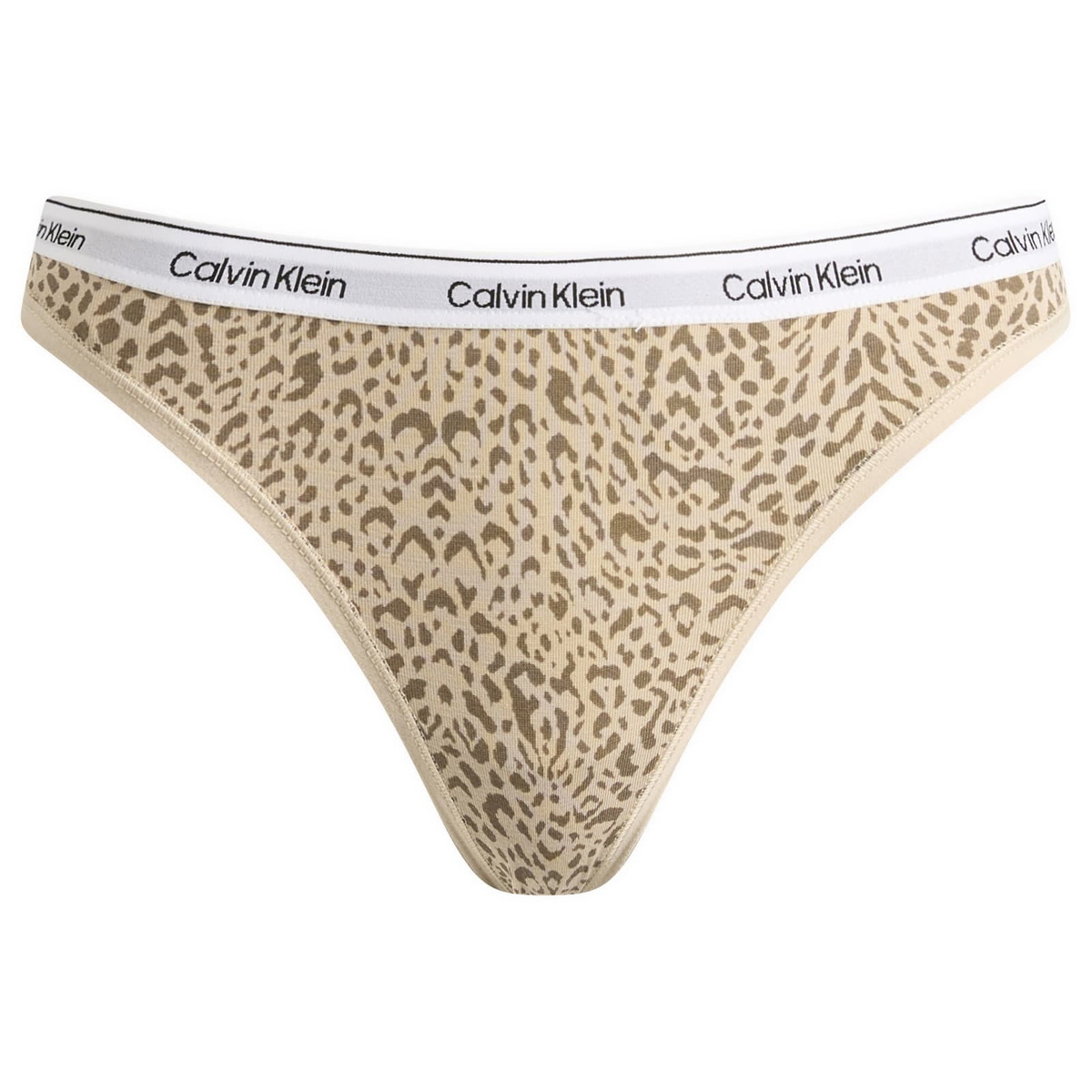 Calvin Klein Women's Icon Thong - 3 Pack in Black/White/Animal Mirror Oxford Tan