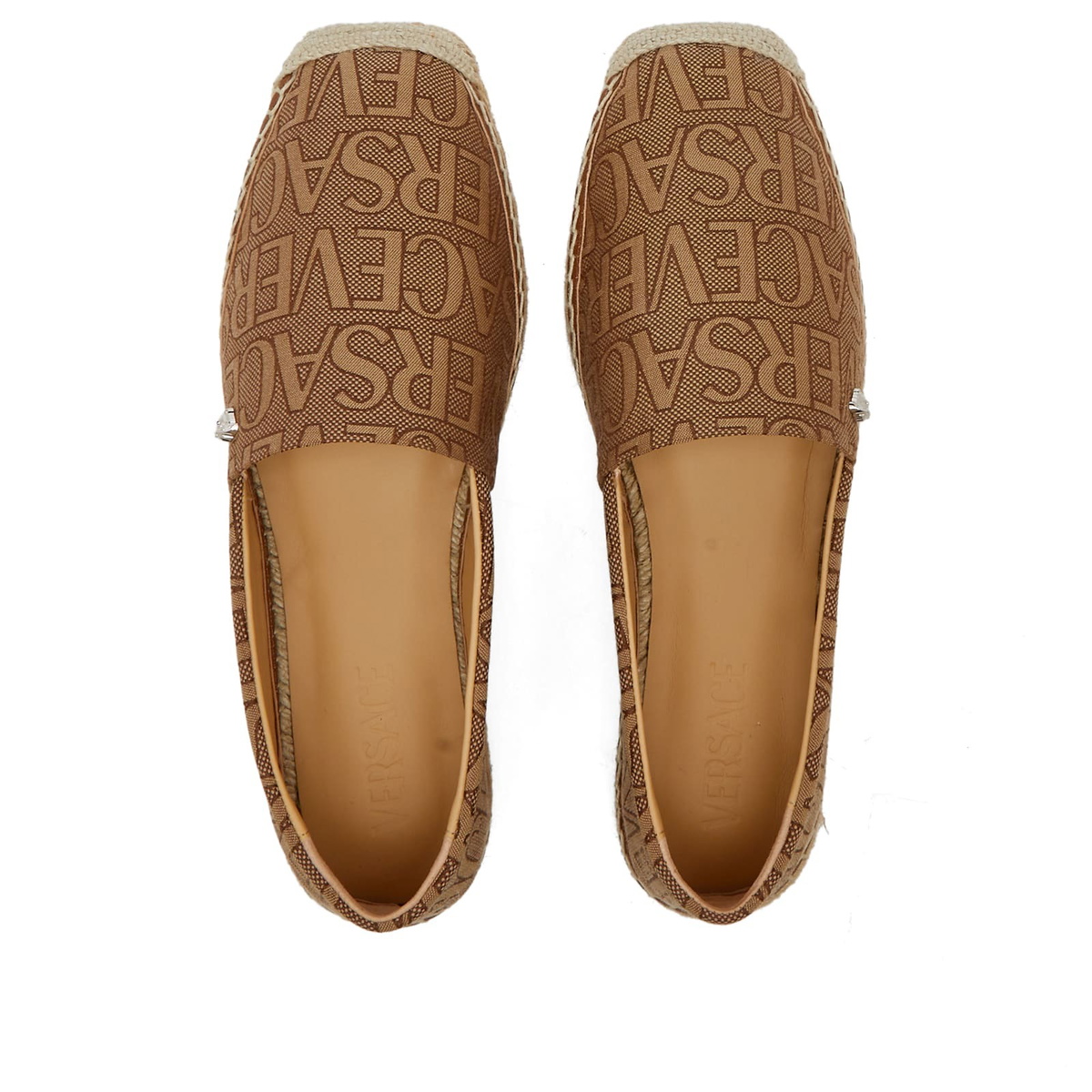 Versace Women's All Over Logo Espadrilles in Beige Versace