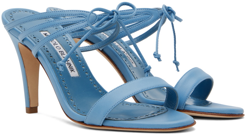 Manolo Blahnik Blue Strapped Mules
