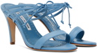 Manolo Blahnik Blue Strapped Mules