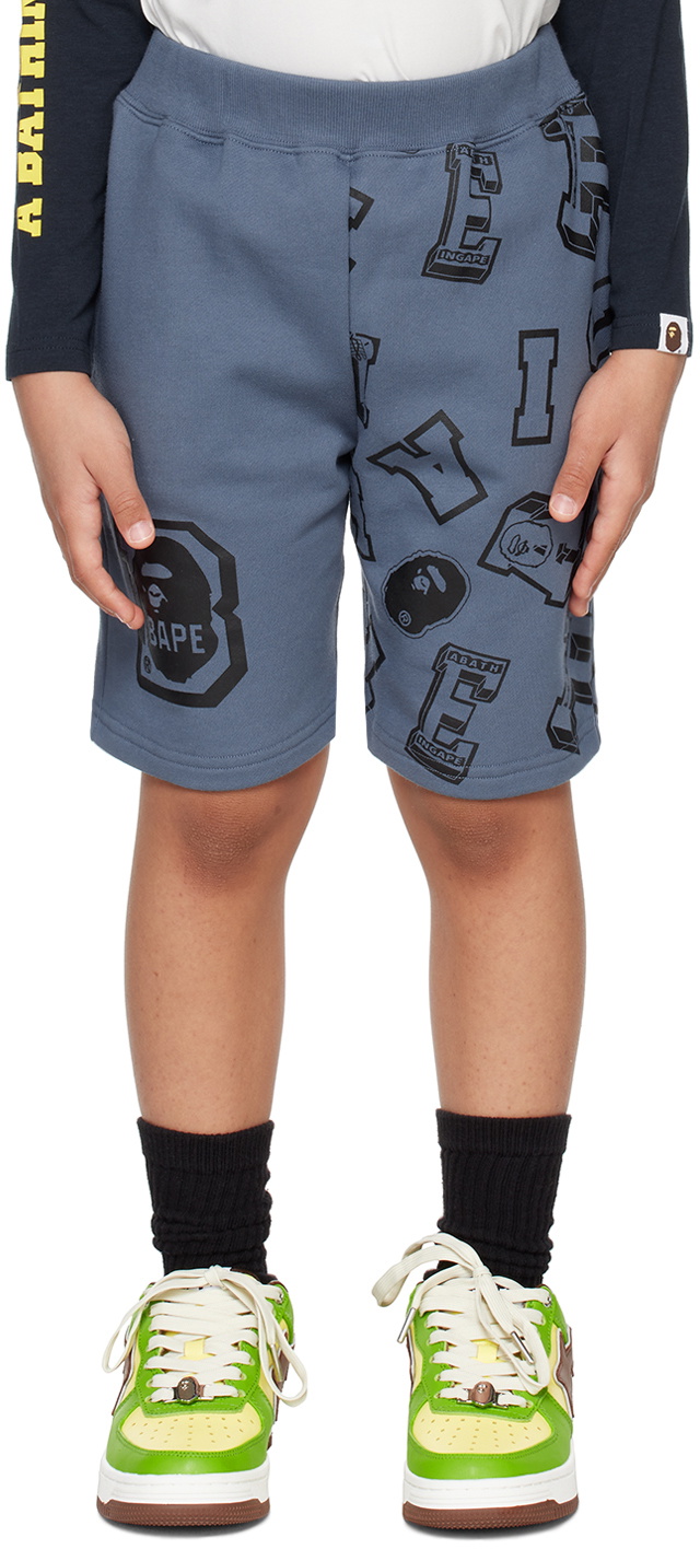 BAPE Kids Blue Printed Shorts A Bathing Ape