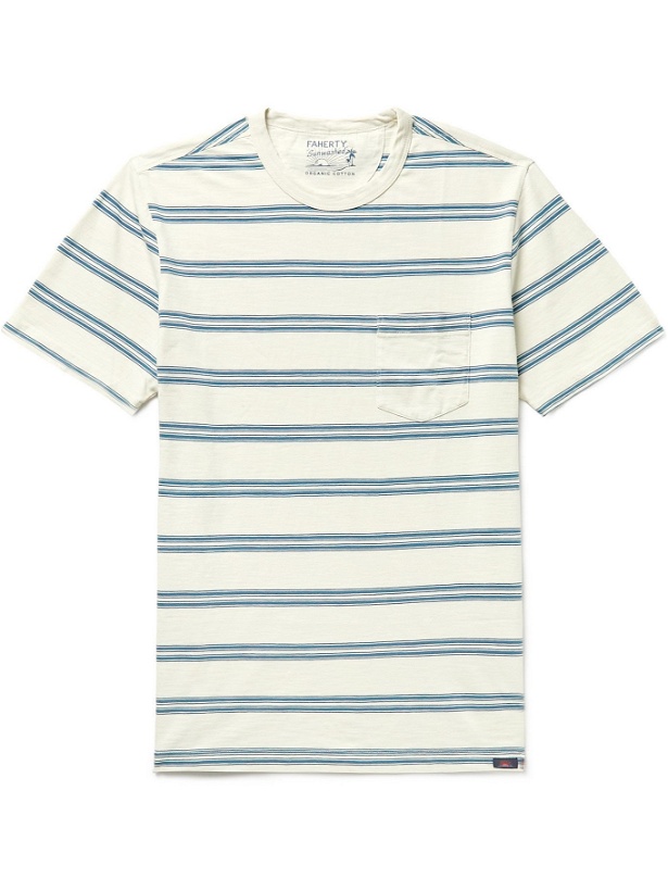 Photo: FAHERTY - Surfrider Striped Organic Cotton-Jersey T-Shirt - Neutrals
