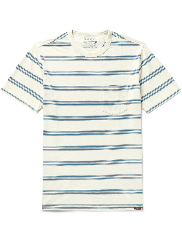 Photo: FAHERTY - Surfrider Striped Organic Cotton-Jersey T-Shirt - Neutrals