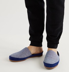 Mulo - Hamilton and Hare Suede-Trimmed Striped Cotton Slippers - Blue