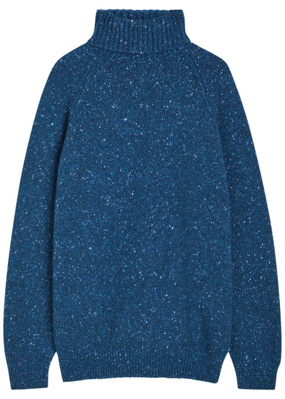 Photo: Begg & CO Barrow Roll-neck Cashmere Jumper Blue