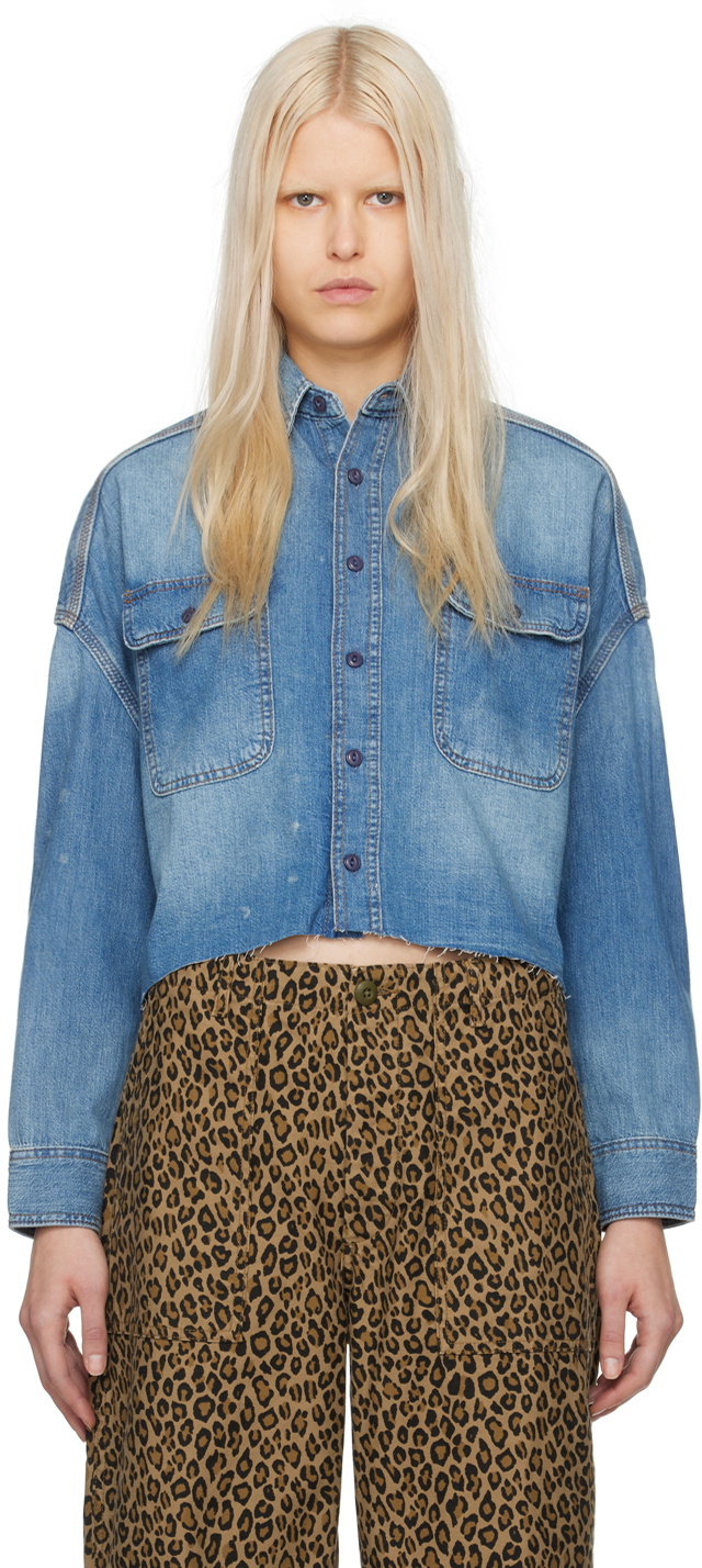 R13 Blue Cropped Denim Shirt R13