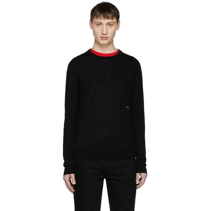 Photo: Calvin Klein 205W39NYC Black Small Embroidered Logo Sweater 