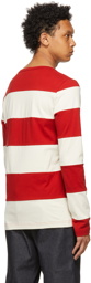 Sunnei Off-White & Red Striped Long Sleeve T-Shirt