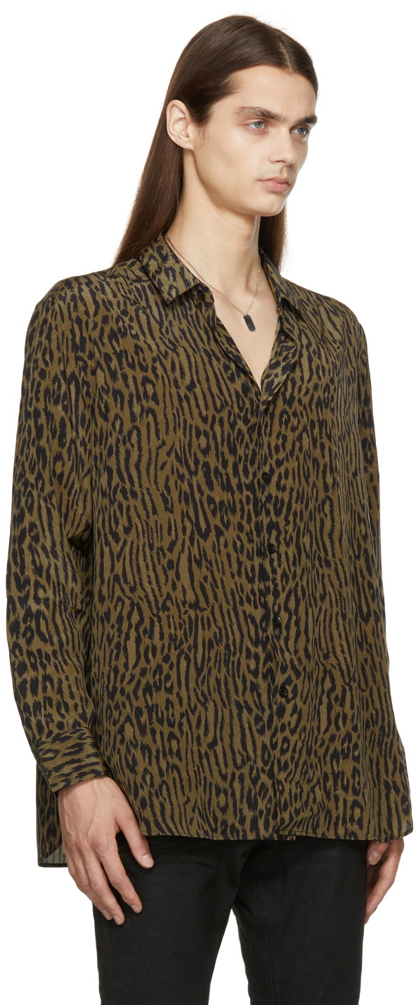 Saint Laurent - Beige Leopard Print Silk Scarf